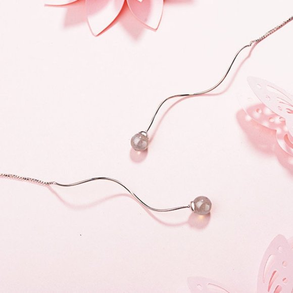 NEW 925 Sterling Silver Moonstone Swirl Earrings - Picture 6 of 6